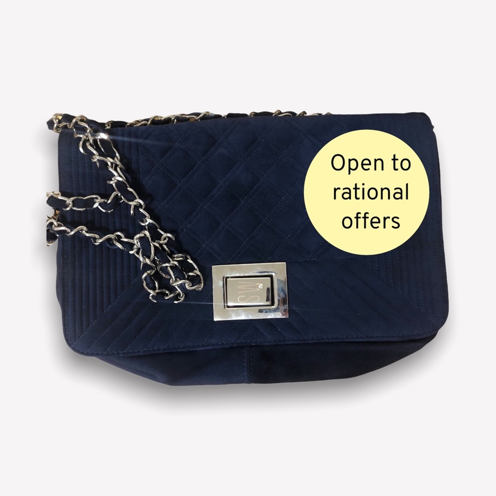 Stuart Weitzman Crossbody Blue Velvet Purse